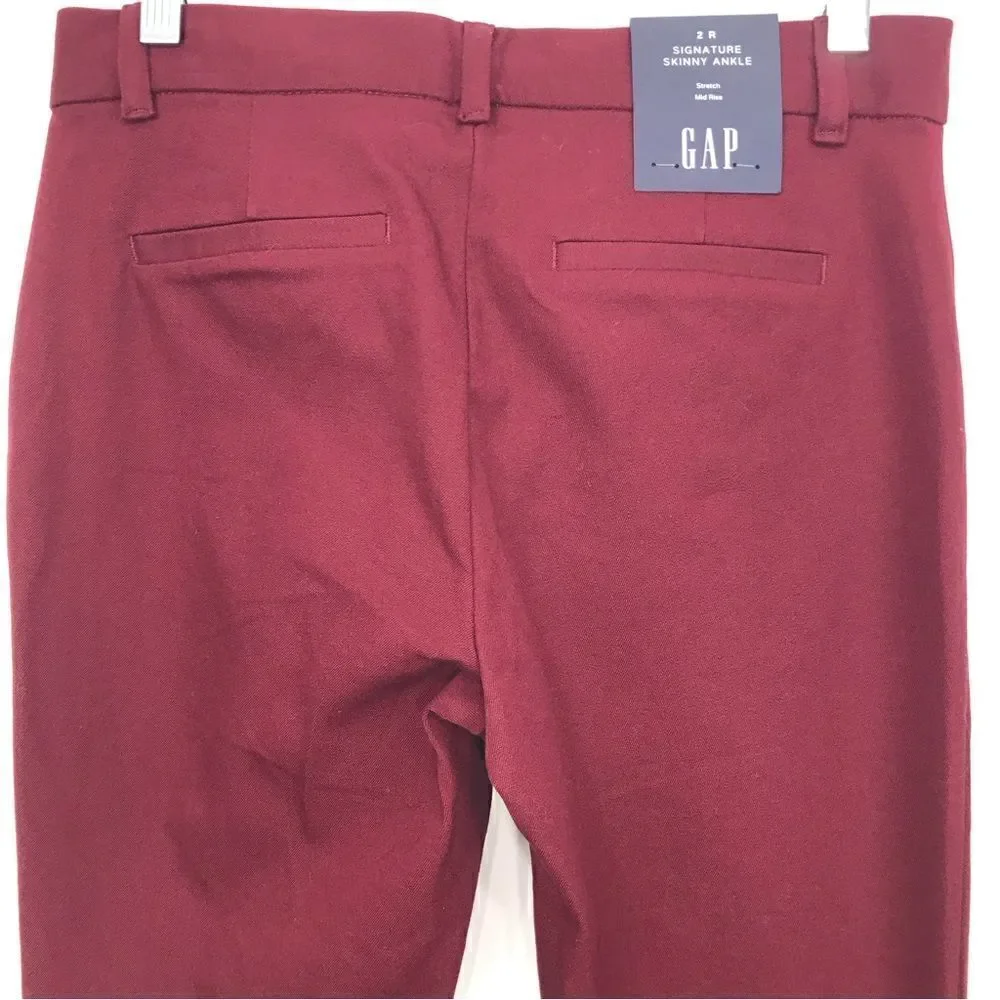 GAP Signature Burgundy Skinny Ankle Classic Pants NEW